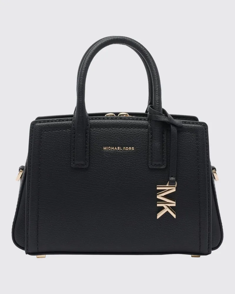 Michael Kors Laila Mini-Handtasche aus Leder mit doppeltem Griff und Logo-Charm Schwarz