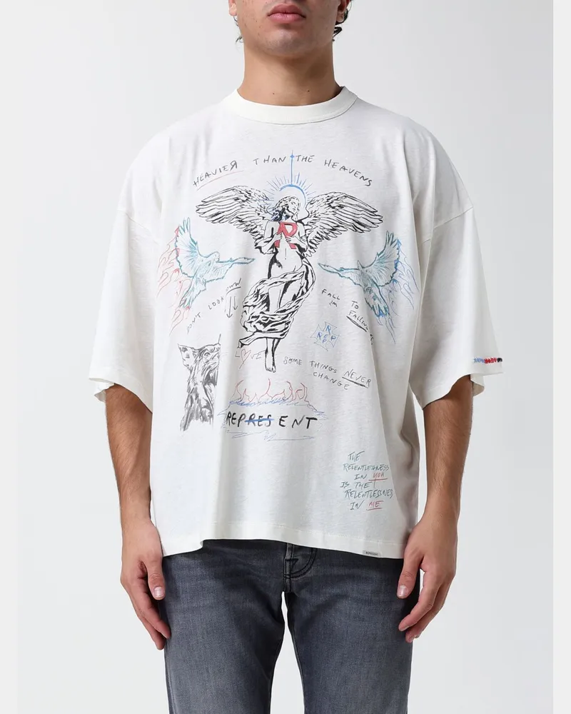 REPRESENT Locker geschnittenes Baumwoll-T-Shirt mit Grafikdruck Weiß