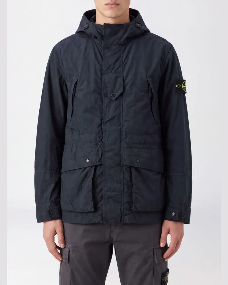 Stone Island Ghost Capsule Nylon-Parka mit Kapuze und monochromem Logo Navy