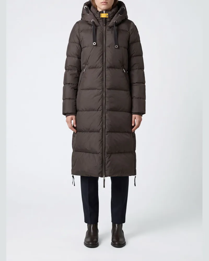 Parajumpers Langer Stepp-Daunenmantel aus Nylon mit Kapuze und Reißverschluss Graphit