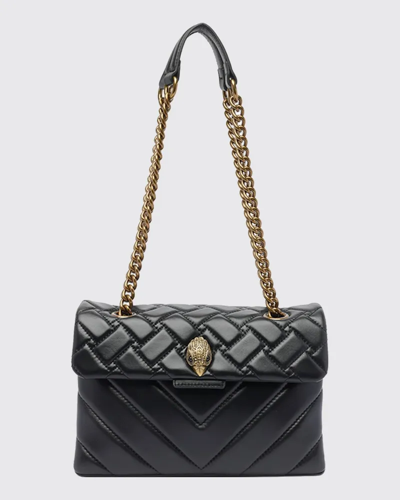 Kurt Geiger Kensington Schultertasche aus Leder mit Adler-Strass-Logo Schwarz