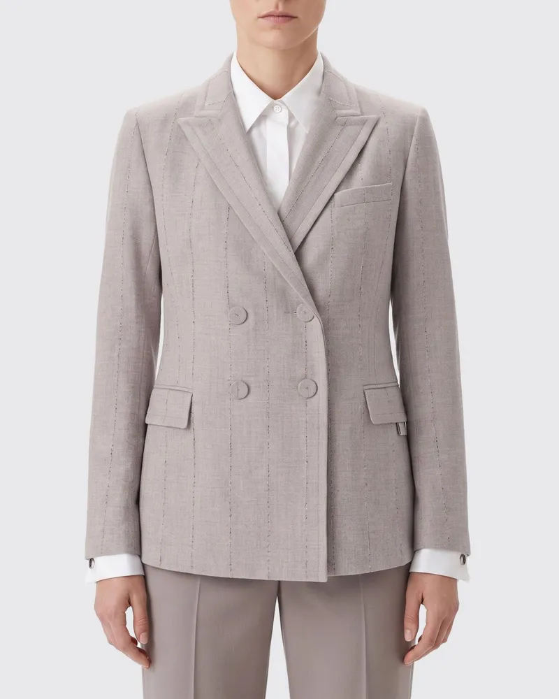 Fabiana Filippi Kurzer Zweireiher-Blazer aus Schurwolle Kaffee
