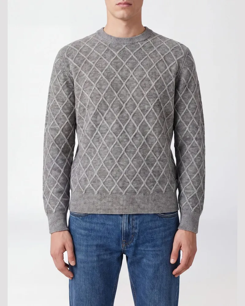 Ballantyne Pullover aus Wollmischung mit Rautenmuster und Rundhalsausschnitt Grau