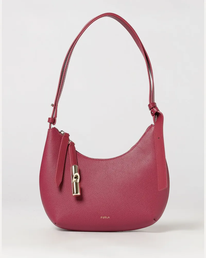 Furla Hobo-Tasche aus gehämmertem Kalbsleder mit verstellbarem Schulterriemen Cherry