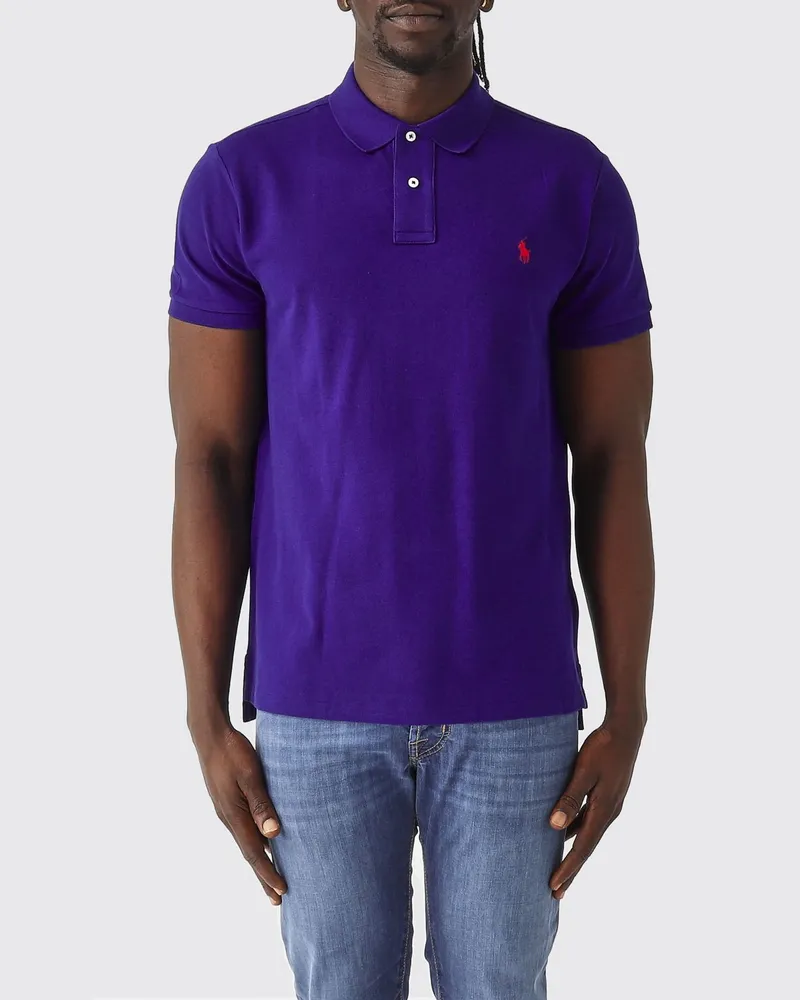 Ralph Lauren Basic Baumwoll-Polohemd mit Pony-Logo Blau