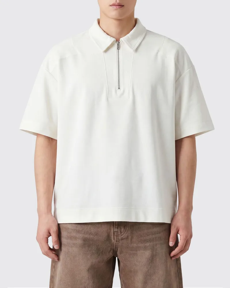 TATRAS Kurzärmeliges Baumwoll-Poloshirt mit Reißverschluss und überschnittenen Schultern Weiß
