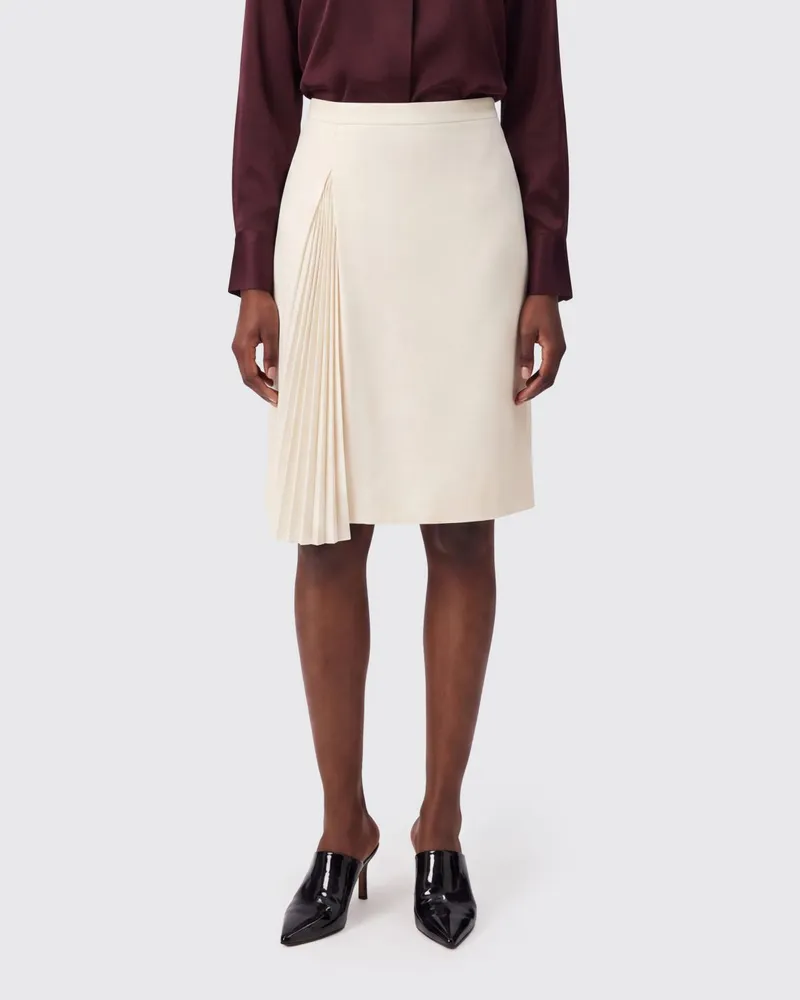 Jil Sander Plissierter Bleistift-Minirock Fiala aus Schurwolle mit hoher Taille Weiß