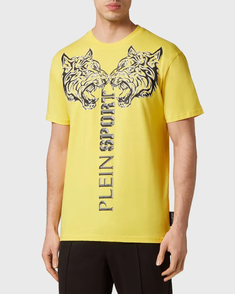 Philipp Plein Baumwoll-T-Shirt mit Grafik-Print und Kontrast-Logo Gelb