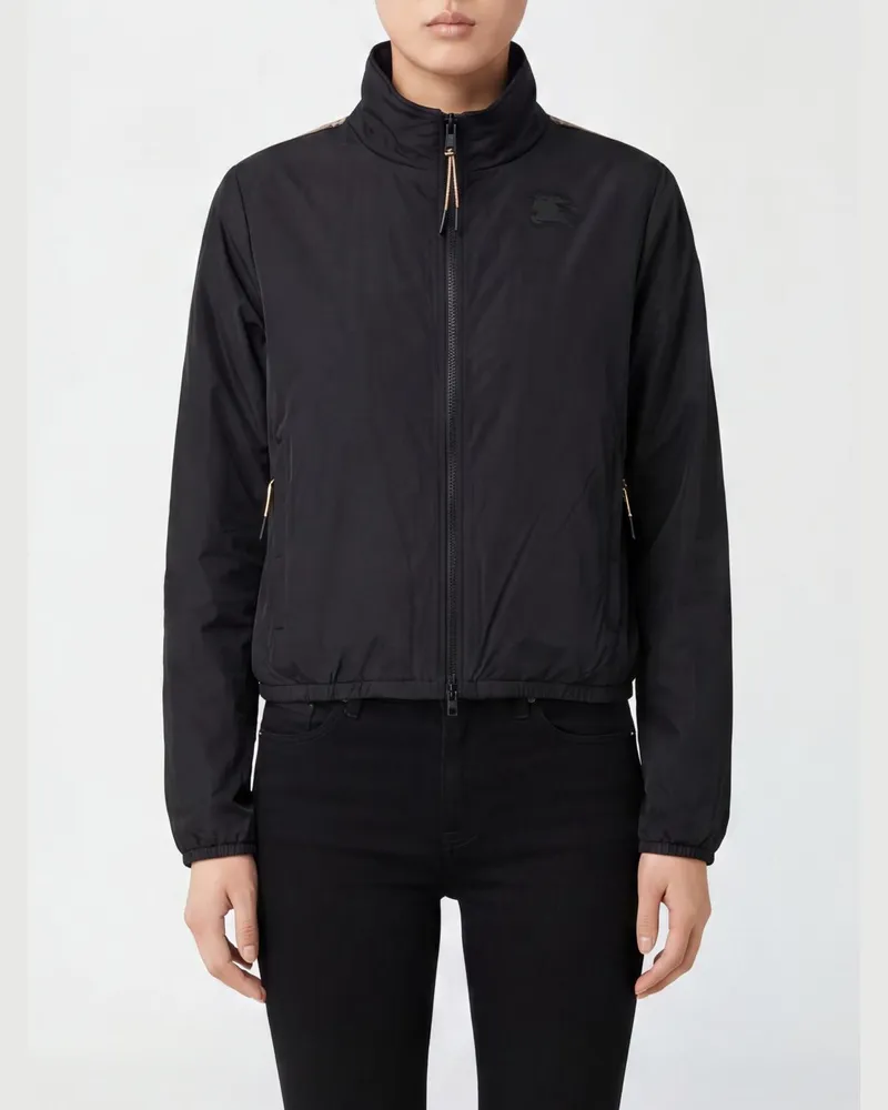 Burberry Windbreaker-Jacke aus Stretch-Tech-Gewebe mit Stehkragen und EKD-Logo Schwarz