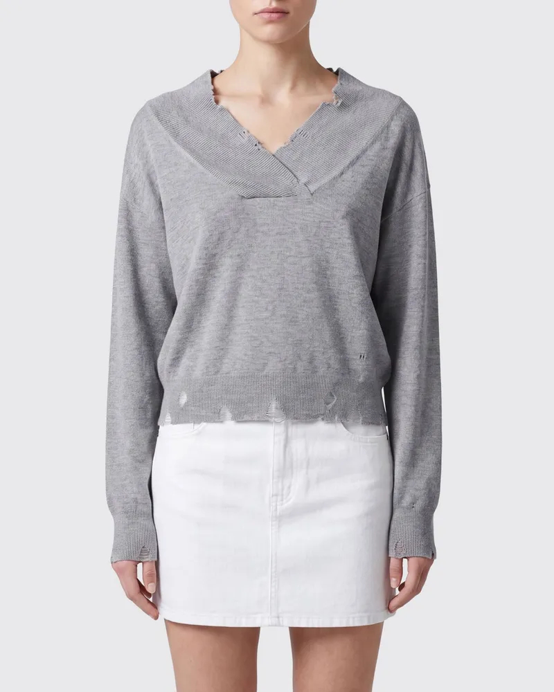Stella McCartney Locker geschnittener V-Ausschnitt-Pullover von aus Schurwolle im Used-Look Grau