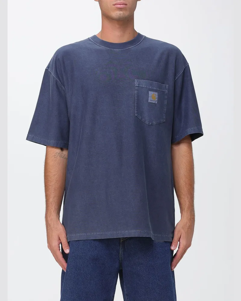 Carhartt WIP Baumwoll-T-Shirt mit Tasche und Kontrastlogo Navy