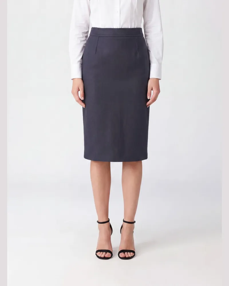 Maison Margiela Midi-Bleistiftrock aus Wollmischung mit hinterem Schlitz Grau