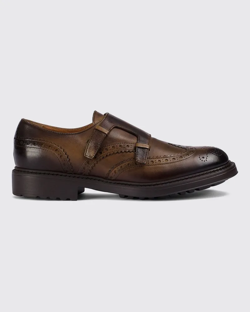 Doucal´s Doppel-Monkstrap-Schuhe aus glattem Kalbsleder mit Gummisohle Braun