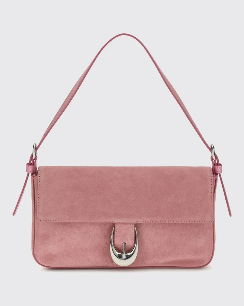 STAUD Harlow Schultertasche aus Wildleder mit verstellbarem Henkel Orchidee