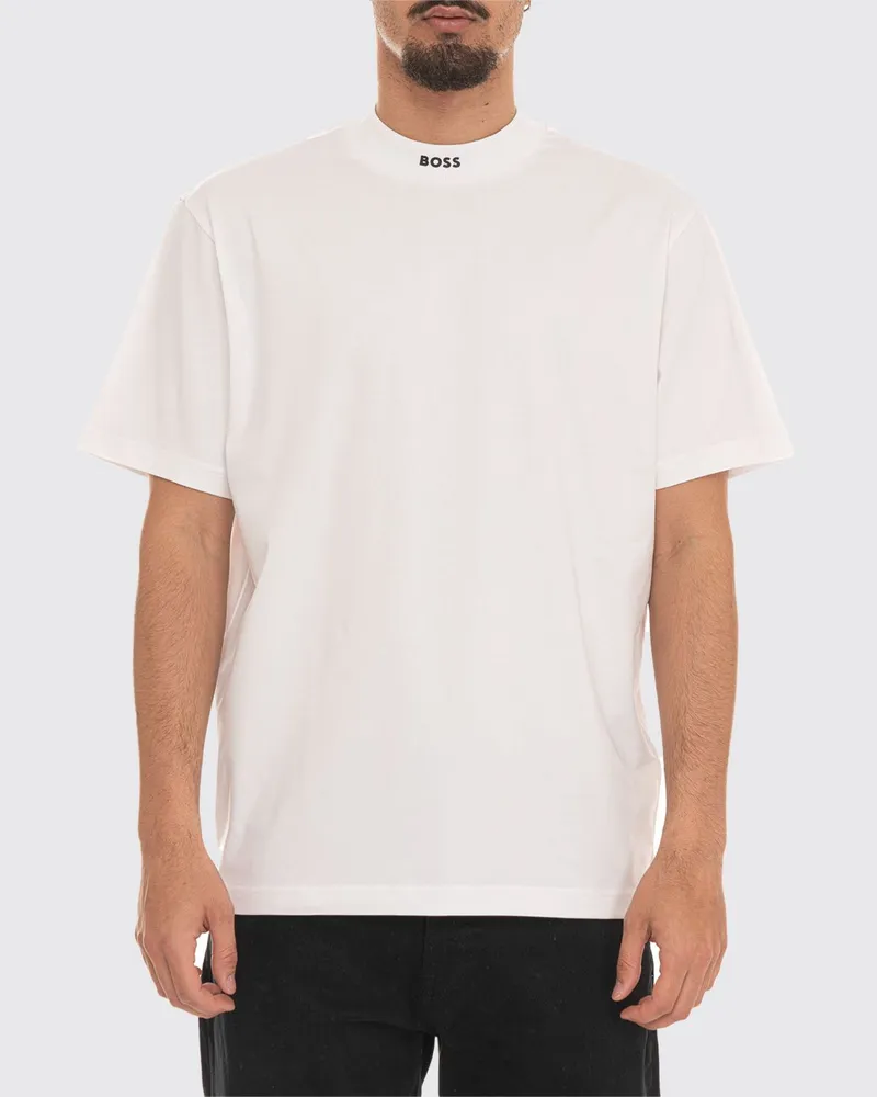 HUGO BOSS Basic Baumwoll-T-Shirt mit Mini-Logo Weiß
