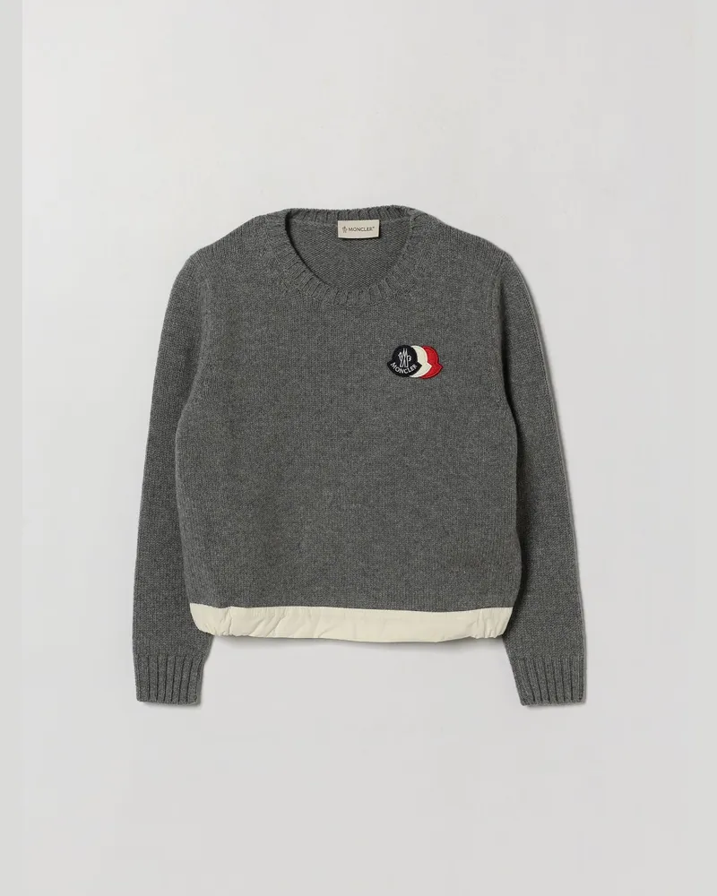 Moncler Rundhalspullover von für Jungen aus reiner Wolle mit Logo Grau