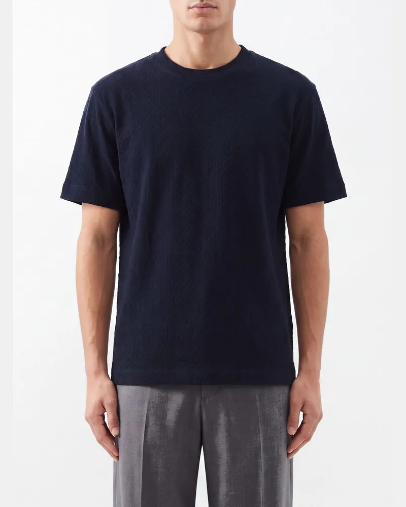 Emporio Armani Baumwoll-T-Shirt mit Rundhalsausschnitt und Ton-in-Ton-Logo Navy