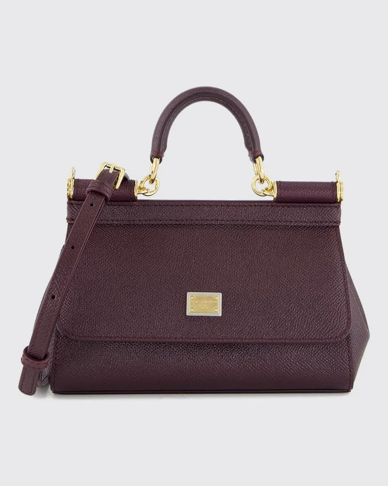 Dolce & Gabbana DOLCE  GABBANA Sicily Mini-Handtasche Dolce & Gabbana aus genarbtem Kalbsleder Weinrot