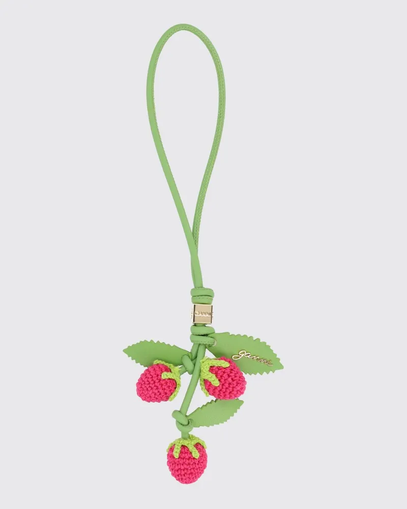 Ganni Strawberry Schlüsselanhänger von aus recyceltem Leder und gehäkelter Baumwolle mit graviertem Logo Bunt
