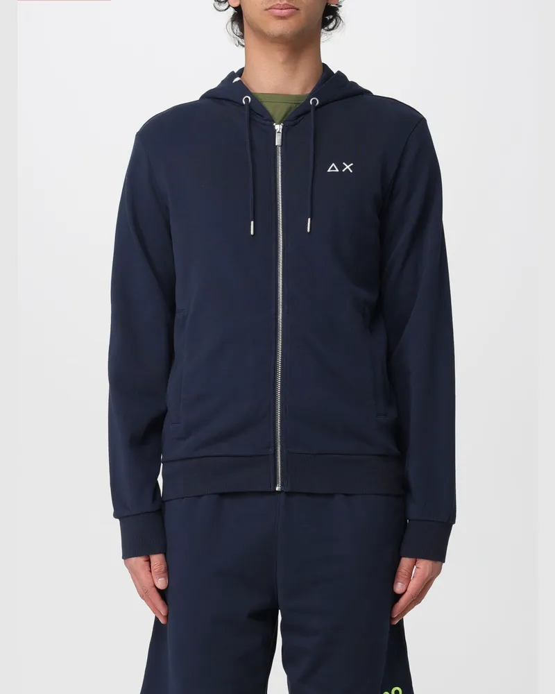 Sun68 Kapuzenpullover mit Reißverschluss aus Baumwolle Blau