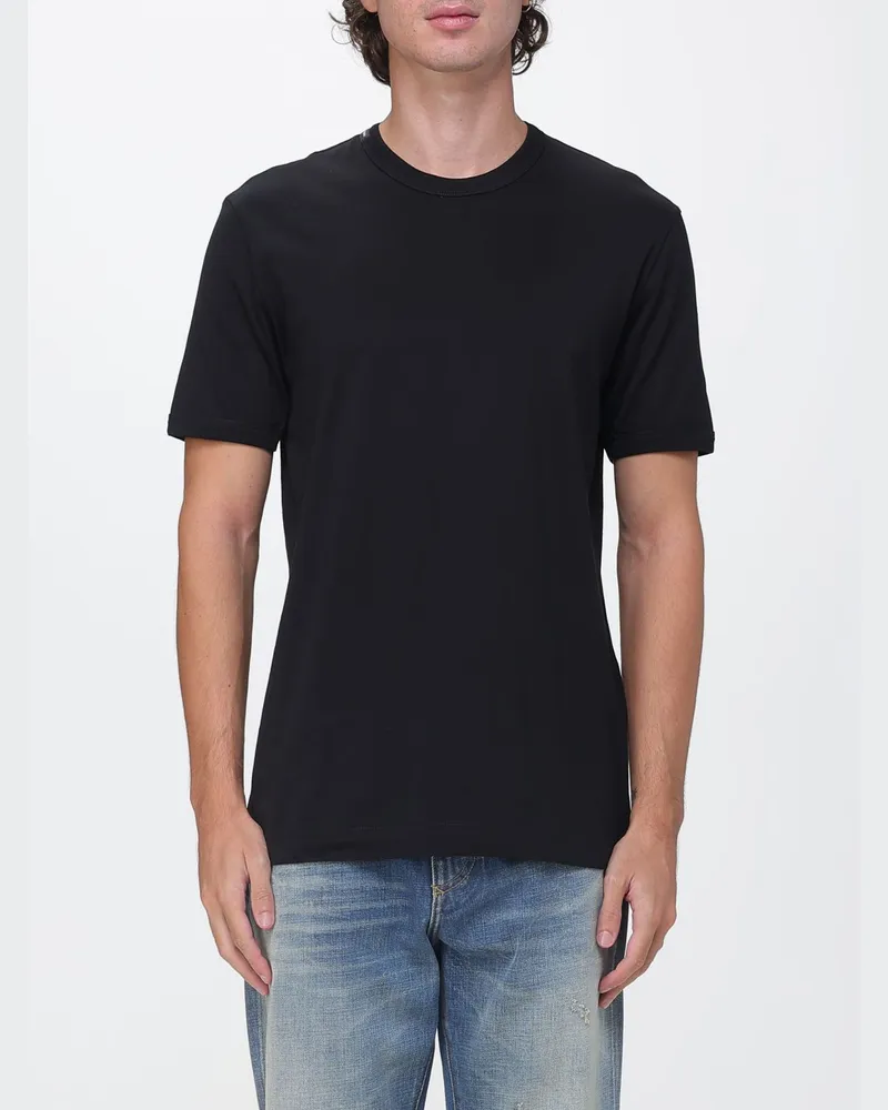 Dolce & Gabbana DOLCE  GABBANA Dolce & Gabbana Basic Slim-Fit T-Shirt aus reiner Baumwolle mit Rundhalsausschnitt Schwarz