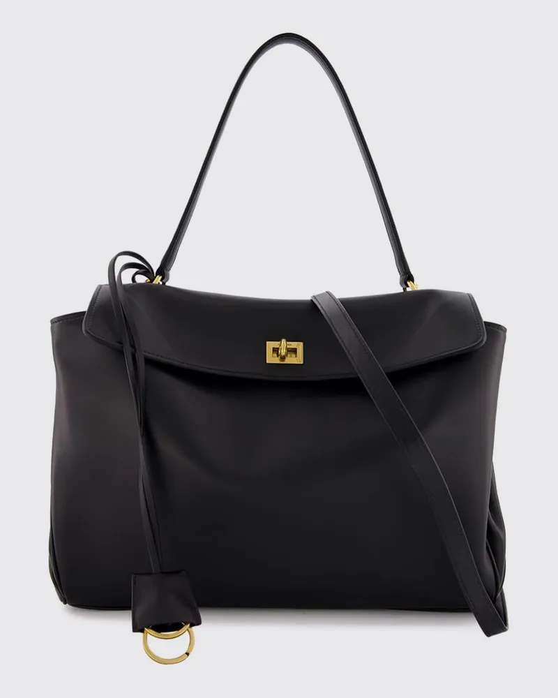 Balenciaga Große Rodeo Schultertasche von aus Kalbsleder mit Drehverschluss Schwarz