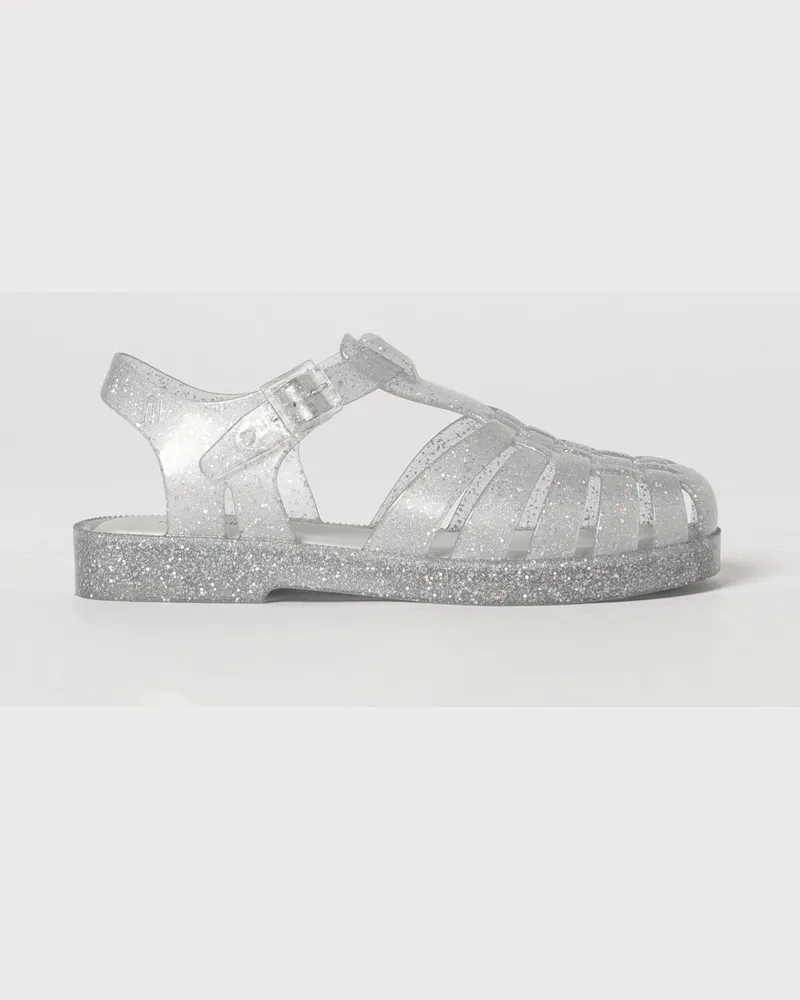 Melissa Possession Glitzer-PVC Fischer-Sandalen für Kinder Silber