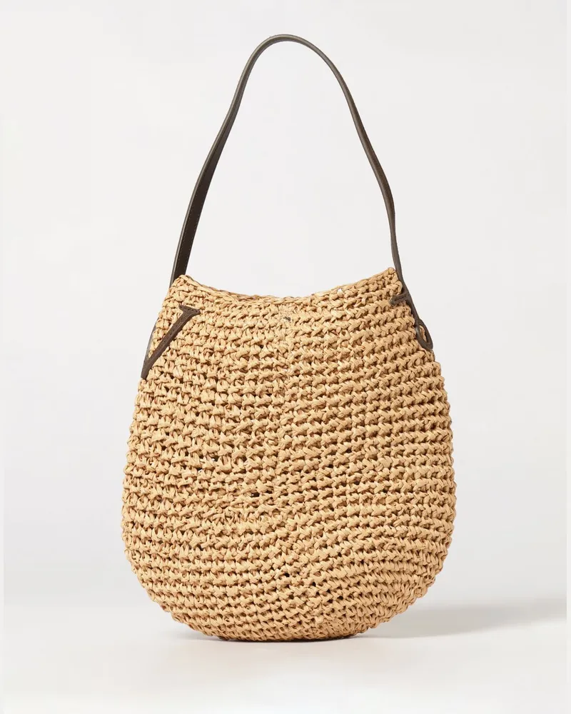 J.W.Anderson Kleine Bulb Schultertasche aus Raffia mit JW-Monogramm Beige