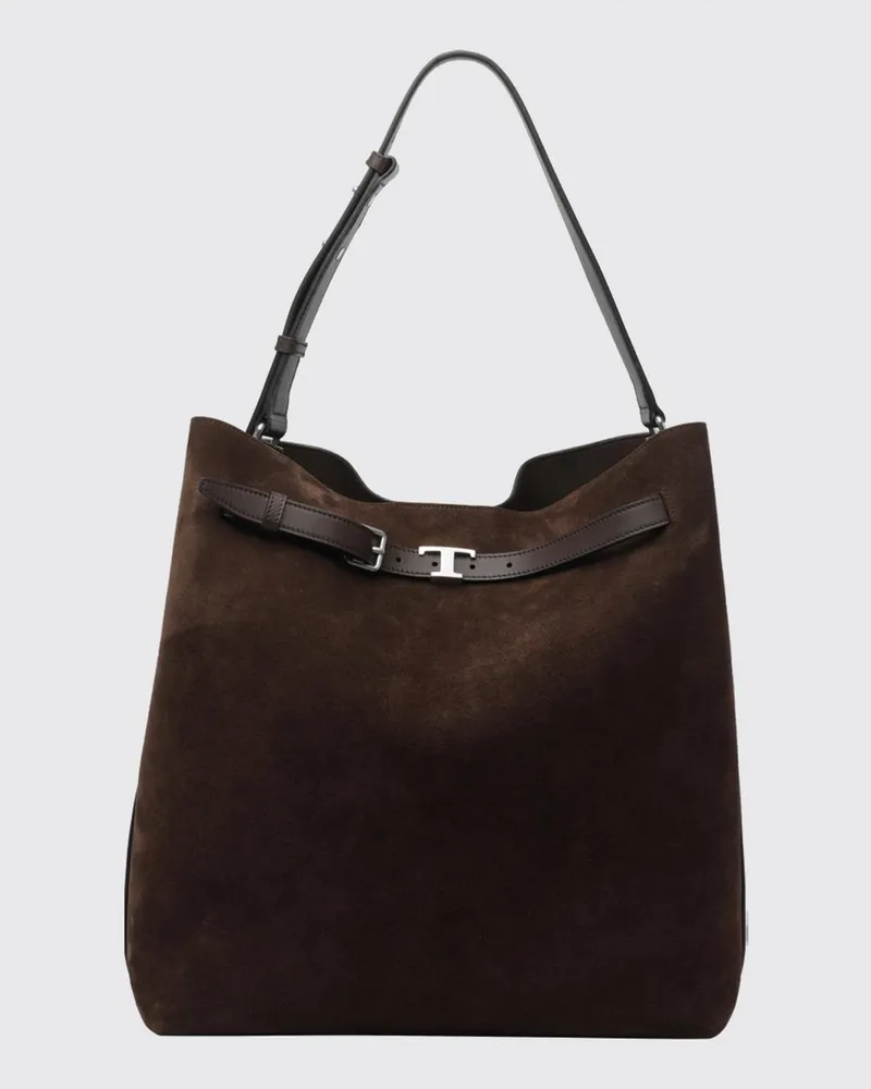 TOD'S Hobo-Tasche aus Veloursleder mit Magnetverschluss und Innentasche Braun