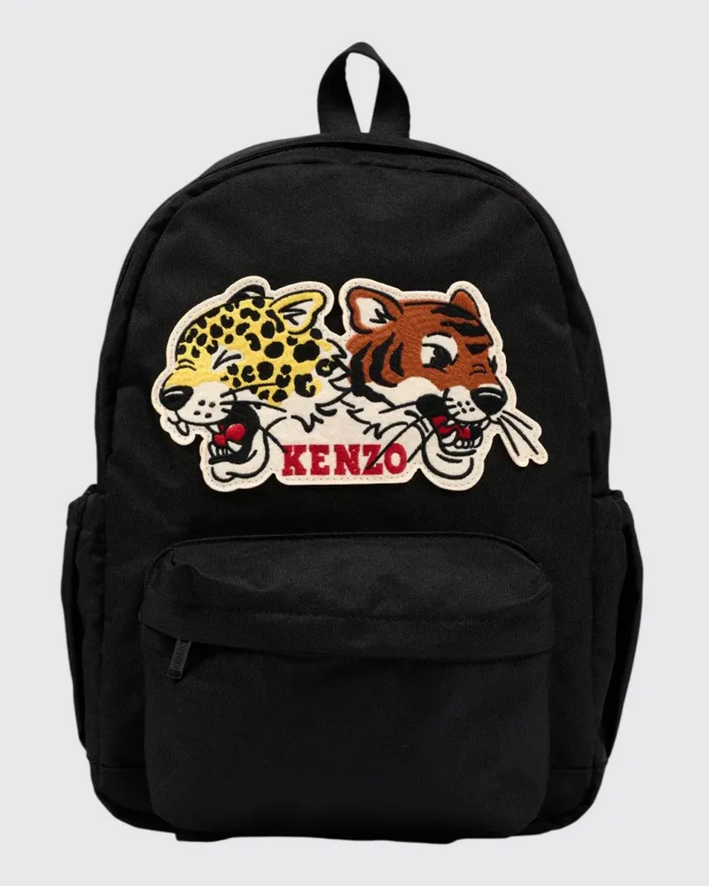 Kenzo Polyester-Rucksack für Jungen von mit Logo-Print und gepolsterten Trägern Schwarz