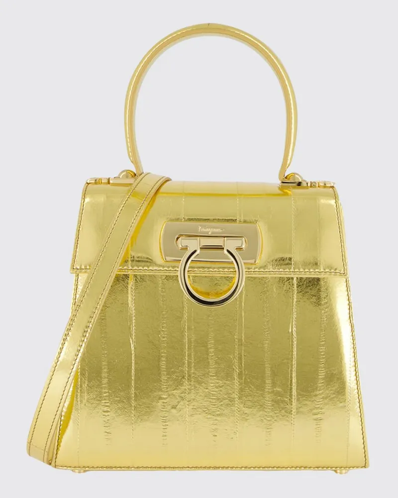 Ferragamo Tasche aus laminiertem Leder Gold