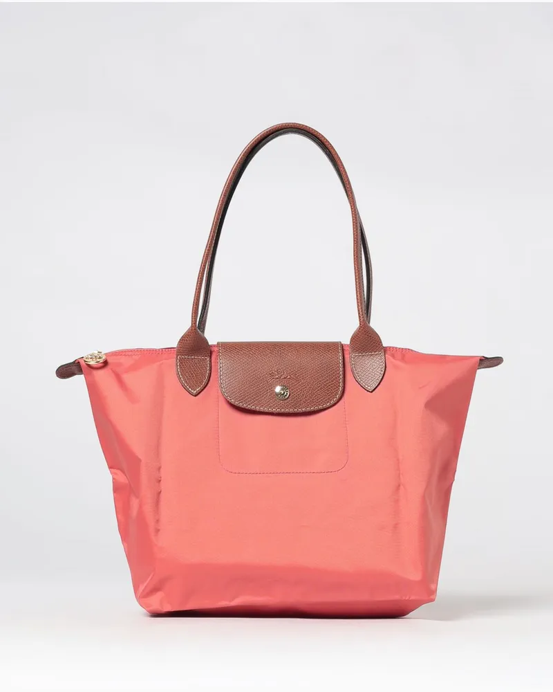 Longchamp Le Pliage Original Schultertasche aus recyceltem Nylon mit Ledergriffen Rot