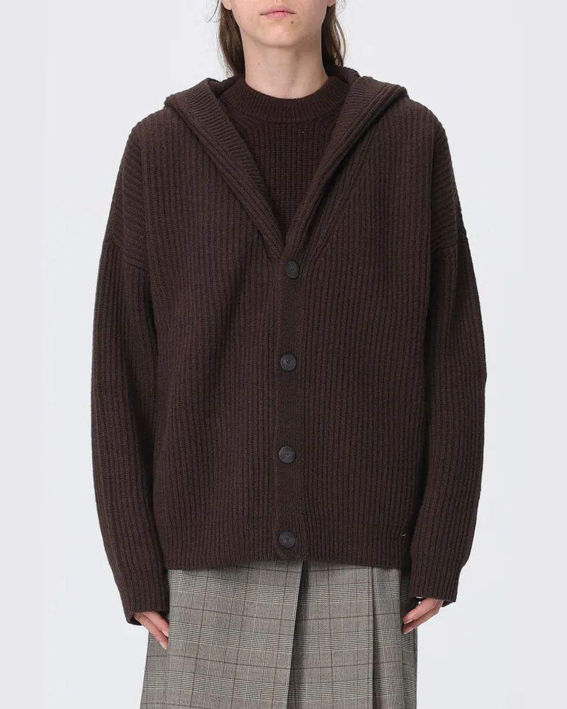 Dondup Woll-Cardigan mit Kapuze mit V-Ausschnitt und Relaxed Fit Braun