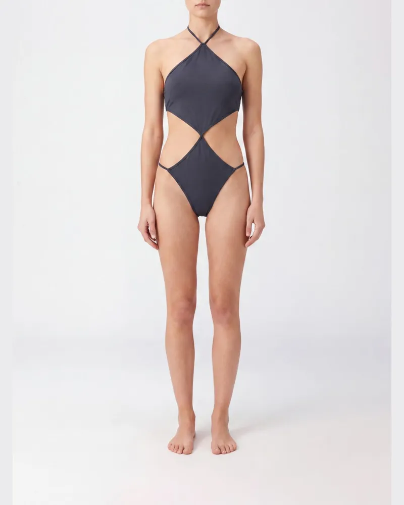 Paloma Wool Einteiliger Badeanzug mit Cut-Outs und V-Ausschnitt aus recyceltem Stoff Blau