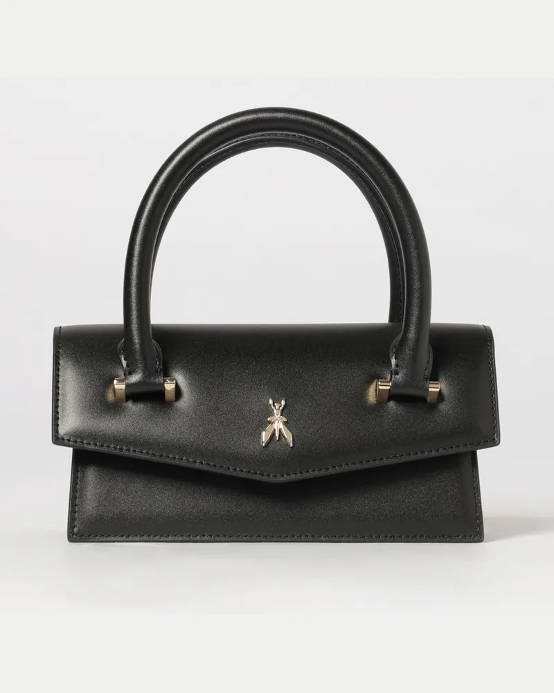 Patrizia Pepe Fly Bamby Mini-Handtasche aus Kalbsleder mit Schulterriemen Schwarz