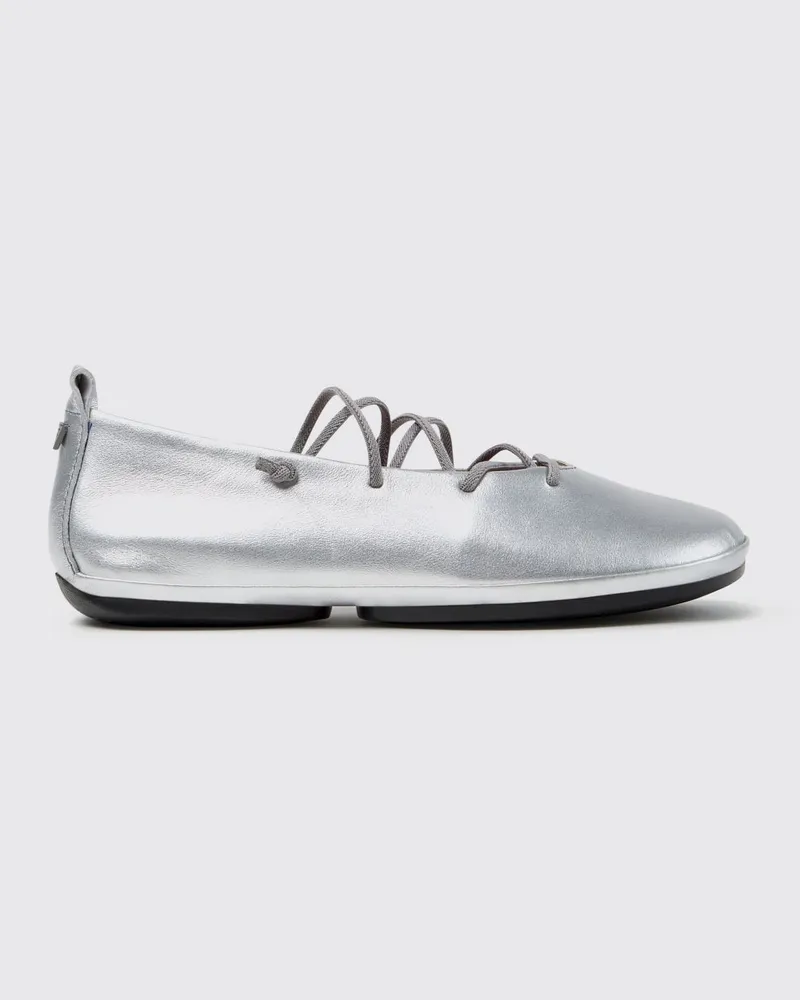 Camper Right Nina Mary Jane Ballerinas aus laminiertem Leder mit elastischen Schnürsenkeln Grau
