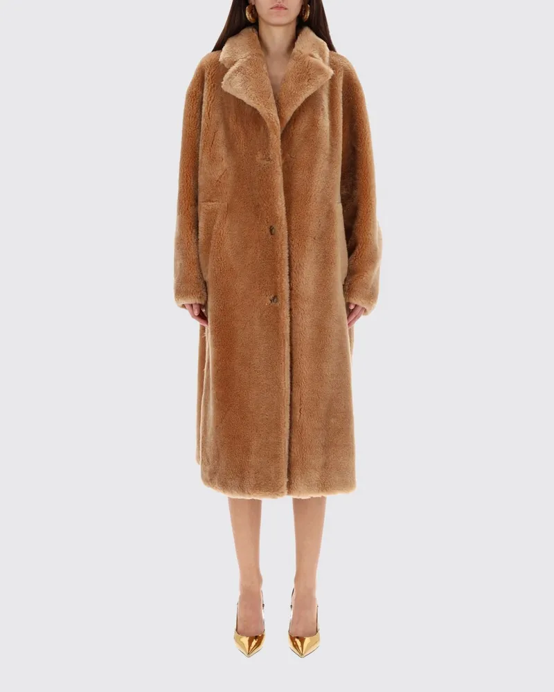 STAND Pelzmantel damen Beige