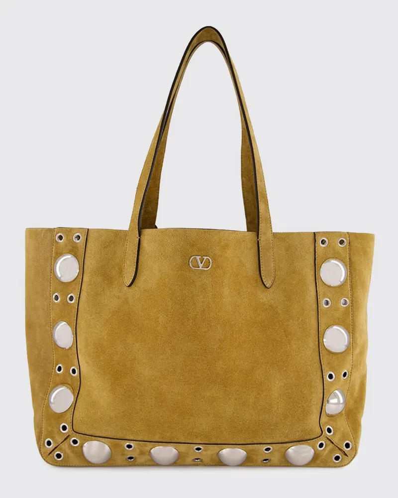 Valentino Garavani Wildleder-Umhängetasche mit Ösen Beige