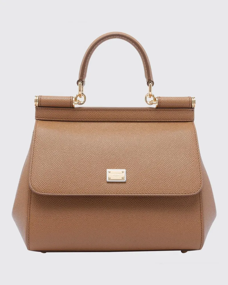 Dolce & Gabbana DOLCE  GABBANA Sicily Mini-Handtasche Dolce & Gabbana aus genarbtem Kalbsleder Camel