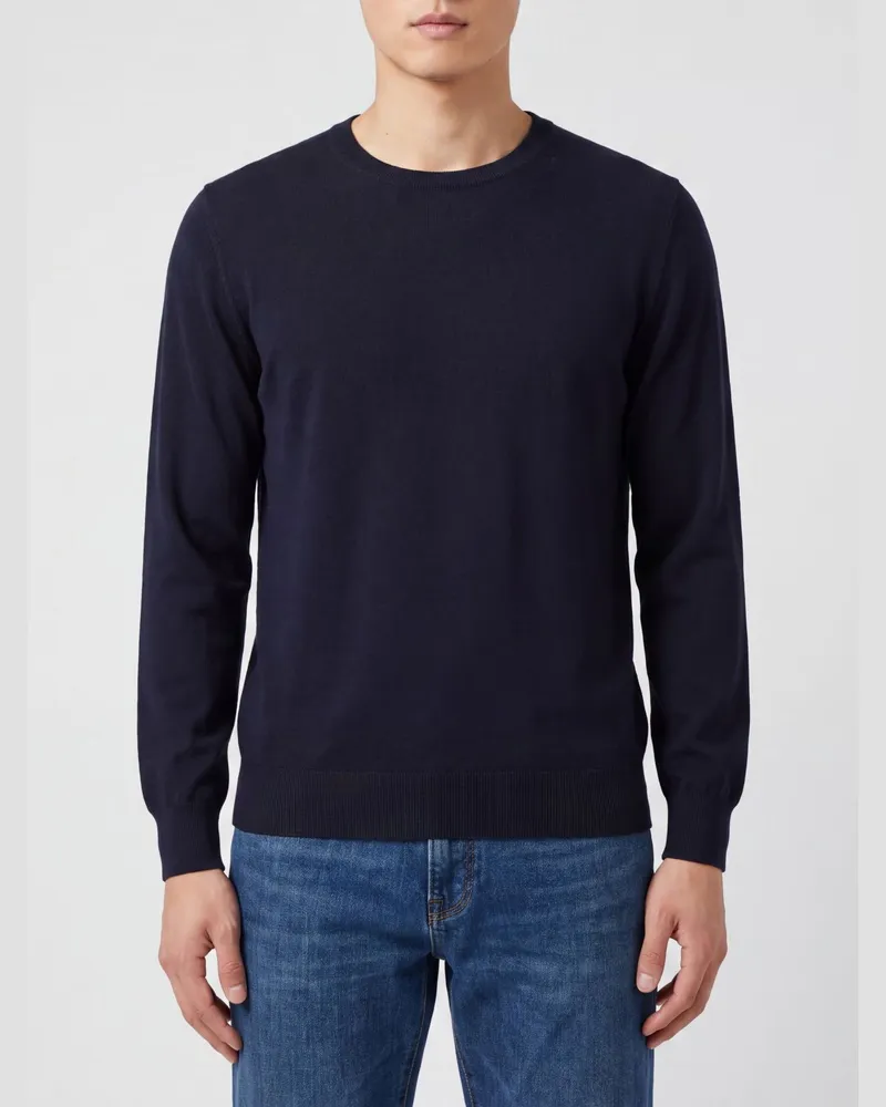 Brunello Cucinelli Rundhalspullover aus edler Kaschmir-Seiden-Mischung Navy