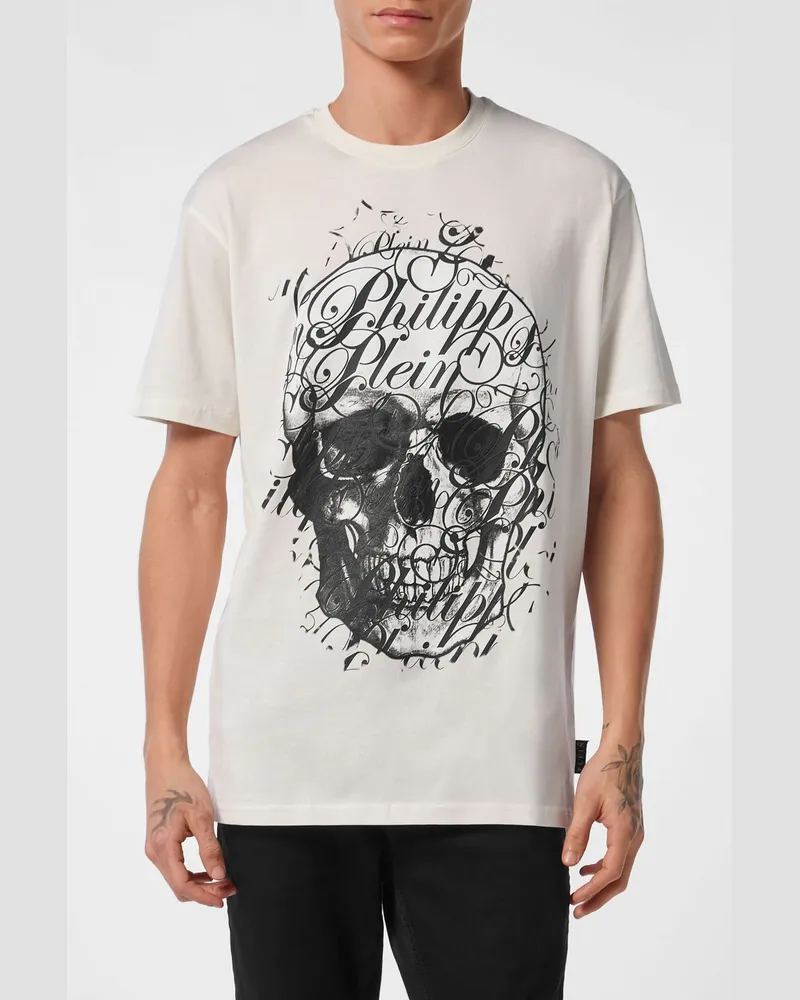 Philipp Plein Skull Baumwoll-T-Shirt Weiss