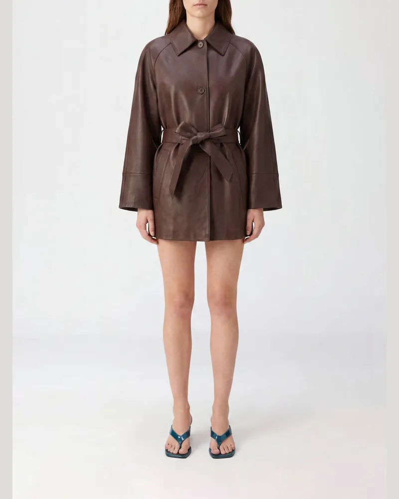 P.A.R.O.S.H. Kurze Hemdjacke P.A.R.O.S.H. aus Lammleder mit Bindegürtel in der Taille Braun