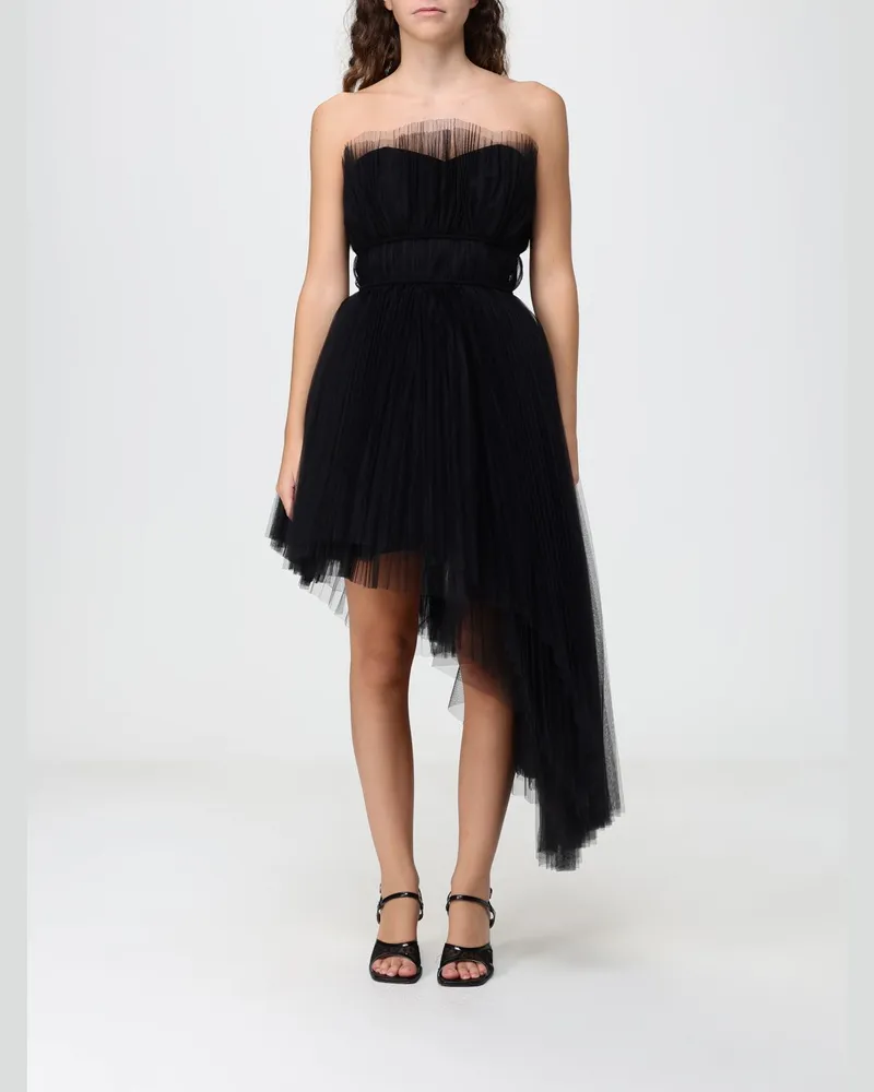 Karl Lagerfeld Asymmetrisches Tüll-Midikleid mit schulterfreiem Design für Zeremonien Schwarz