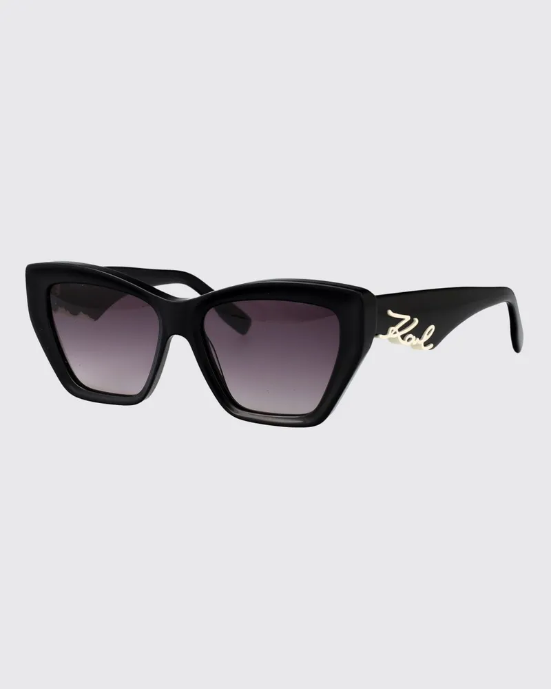 Karl Lagerfeld Cat-Eye-Sonnenbrille aus Acetat mit metallischem Logo Schwarz
