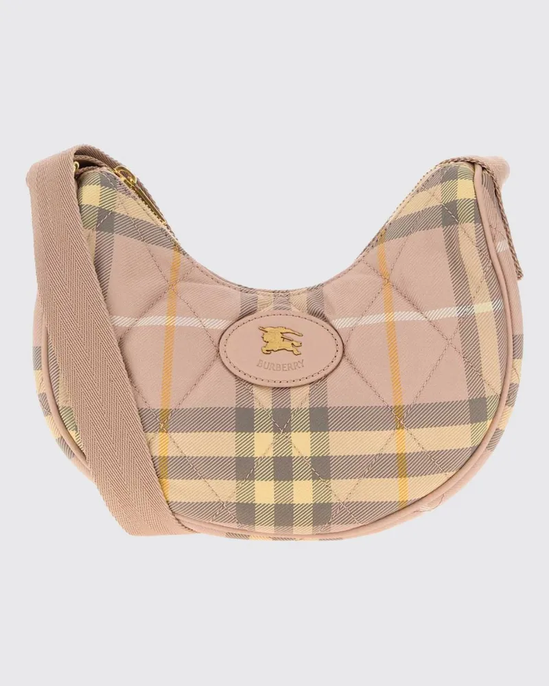 Burberry Horseshoe Umhängetasche von aus gestepptem Twill mit Vintage-Check-Muster Pink
