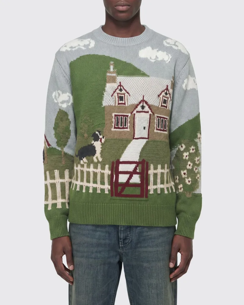 Junya Watanabe Grafischer Wollmischpullover Bunt