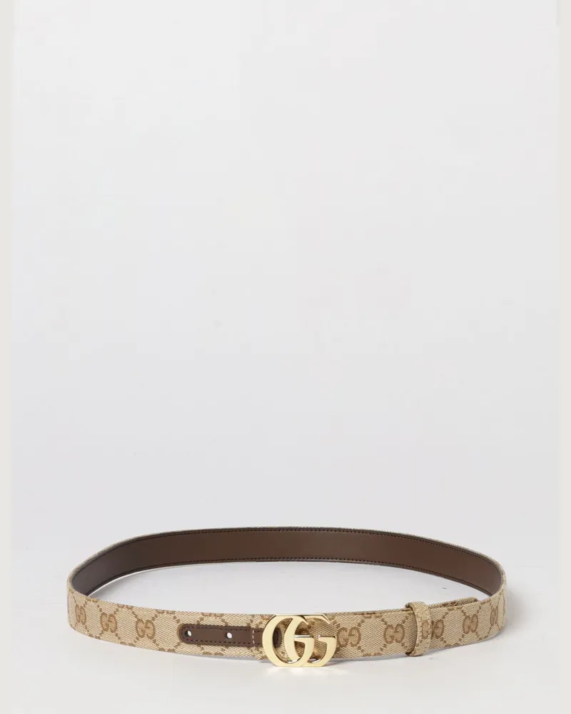 Gucci GG Marmont Ledergürtel mit Doppel-G-Schnalle Beige