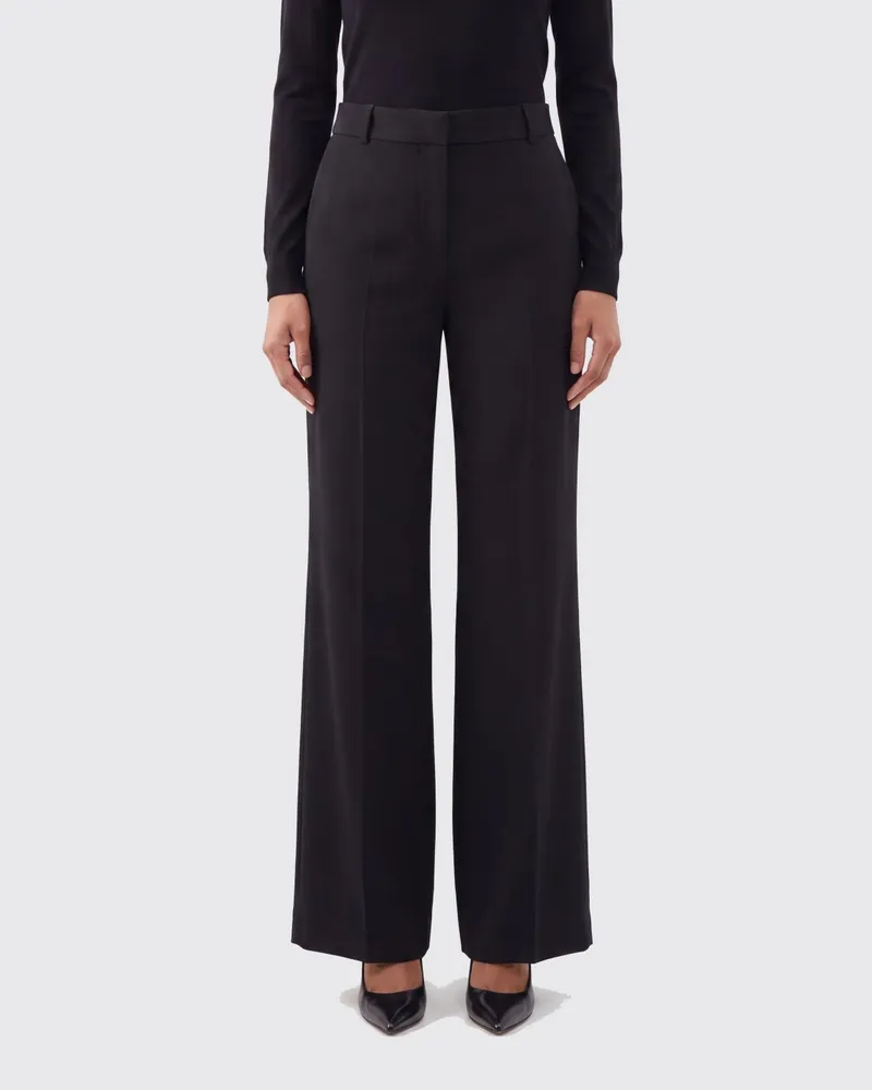 The Row High-Waist Palazzo-Hose aus Wolle mit ausgestelltem Bein Schwarz