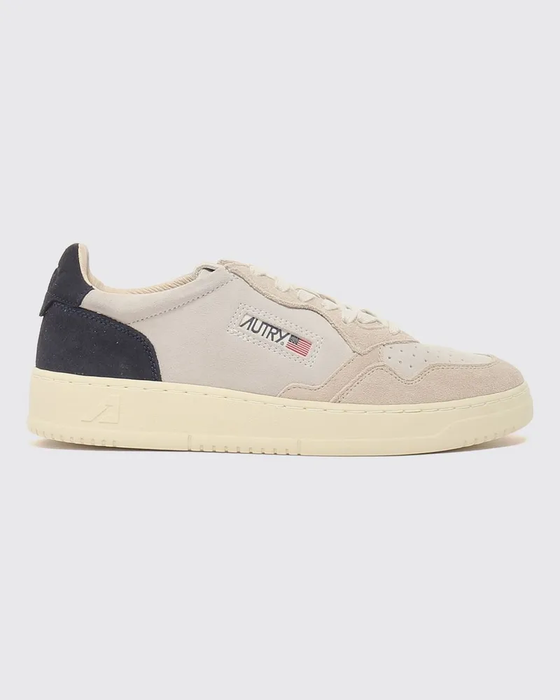AUTRY Medalist Low zweifarbige Sneaker aus Kalbsleder und Wildleder Beige