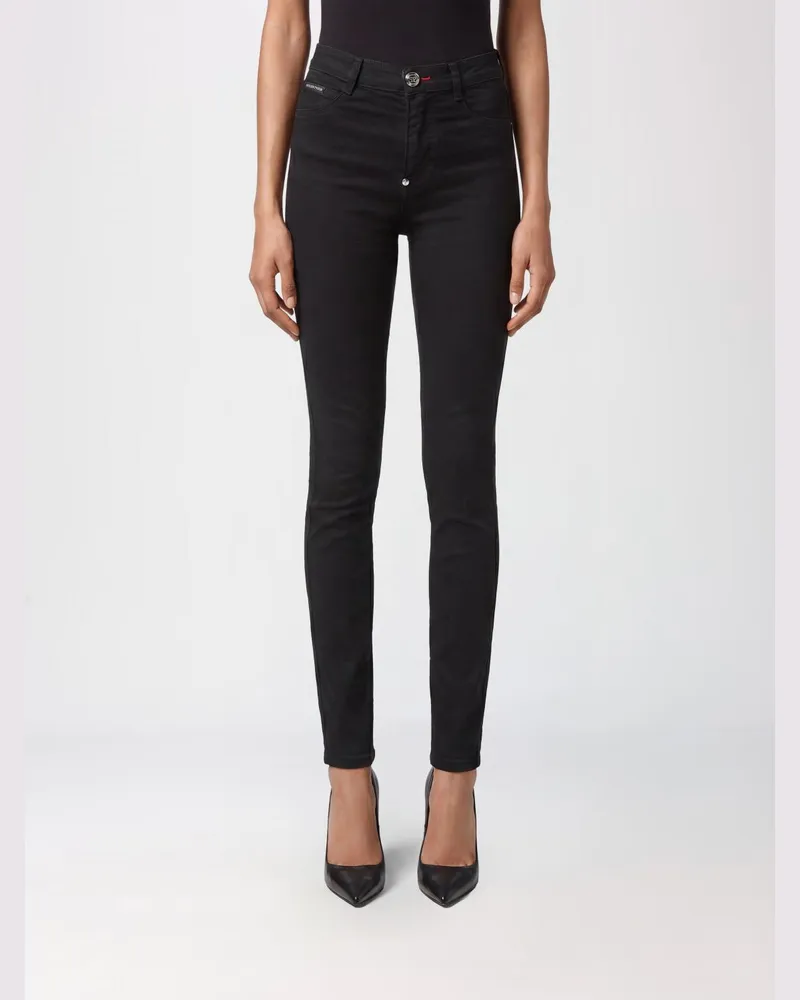 Philipp Plein High-Waist Skinny-Jeans aus Stretch-Denim Schwarz